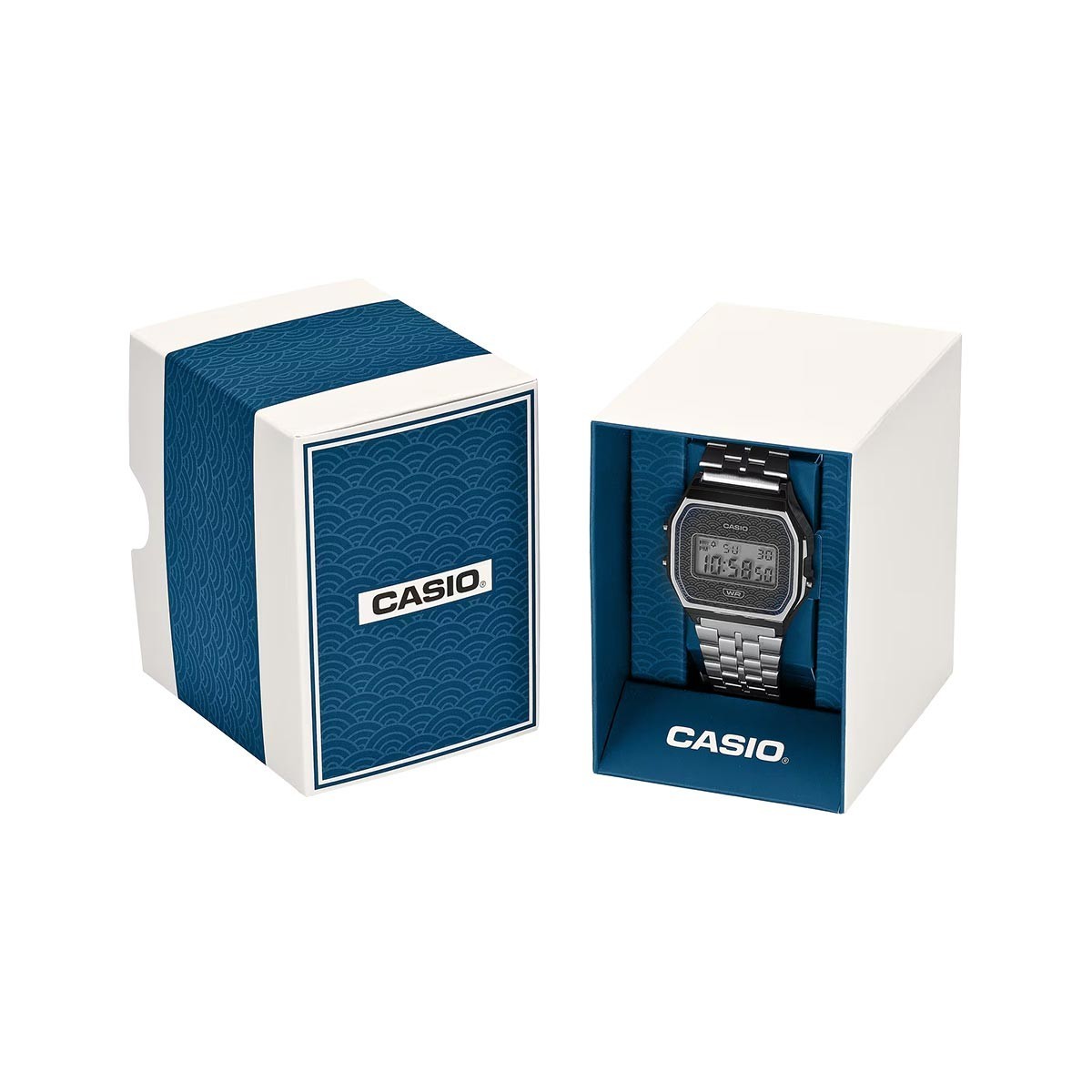 Casio Vintage Seigaiha Pattern Japan Made Grey Limited Edition Watch A159WEVJ-7