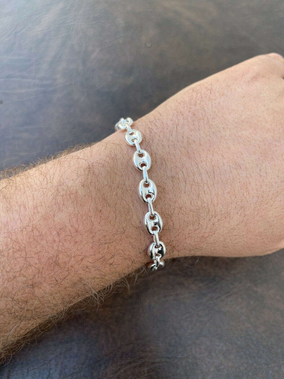 Real 925 Sterling Silver 8mm Puffed Mariner Link Chain Necklace Bracelet 7″-30″