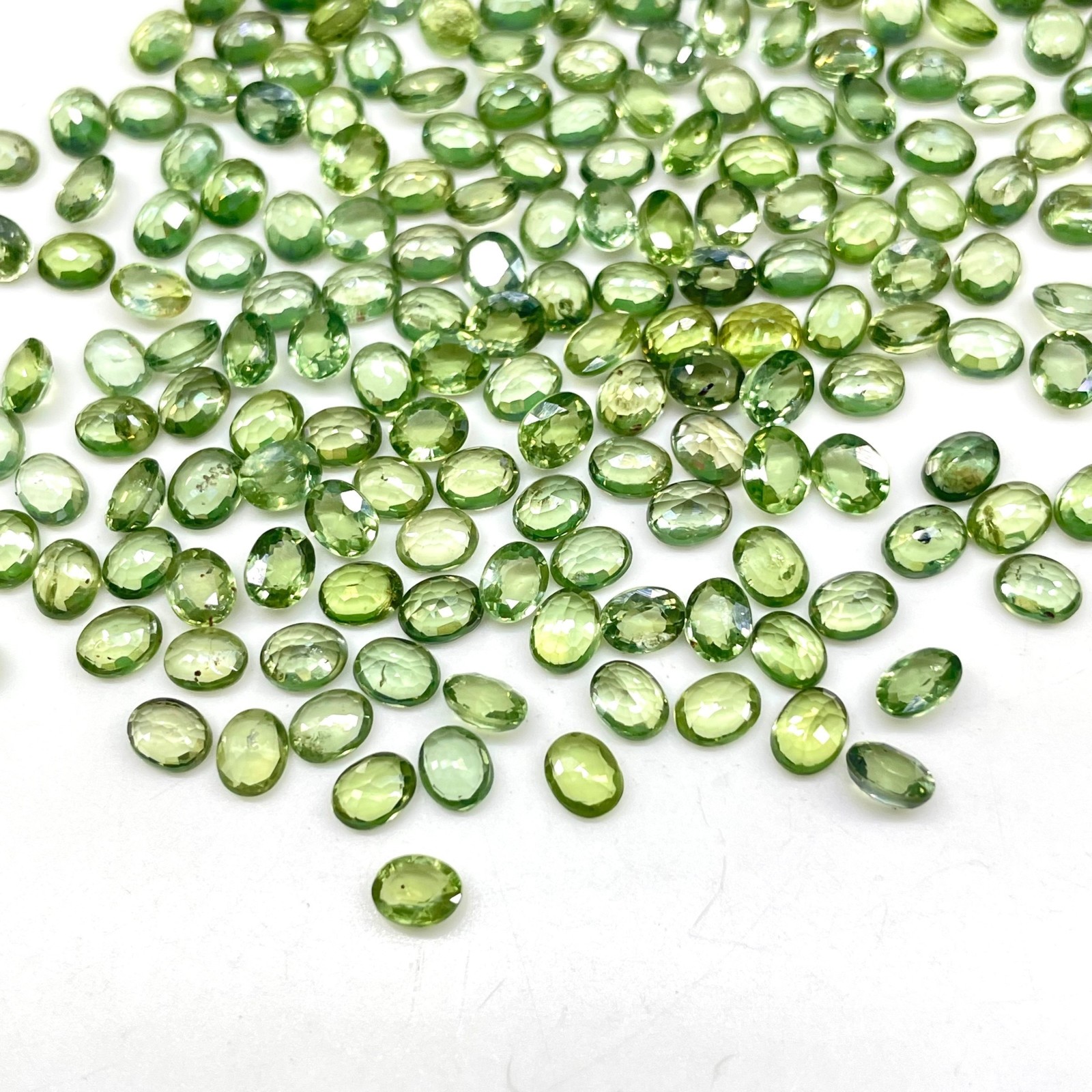 5 Pcs Natural Green Sapphire 4.5×3.5mm Oval Cut Loose Gemstone Lot Sri Lanka