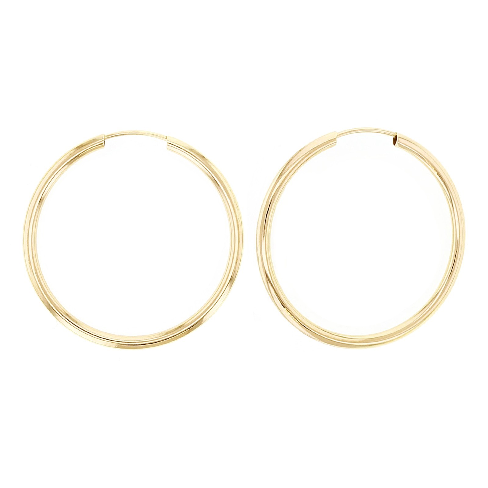 Italian 14k Yellow Gold High Polish Round Endless Hoop Earrings 24.7mm x 1.5mm