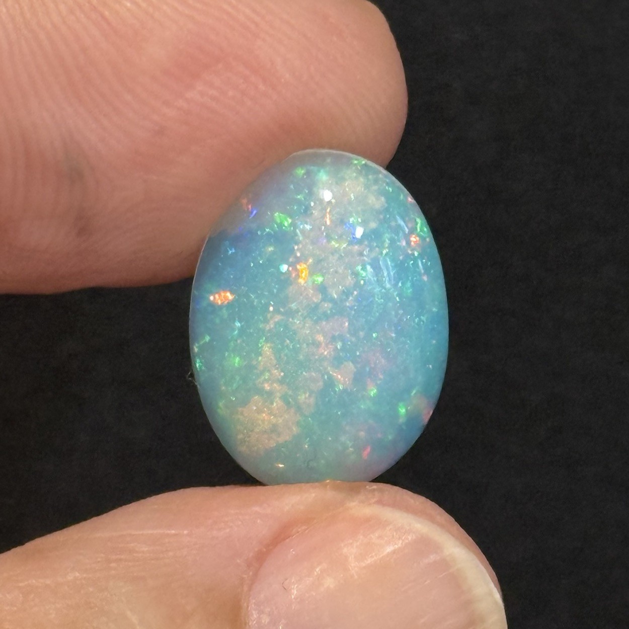 4.25ct 16×11.7x5mm Stardust Galaxy Pin Fire Ethiopian Welo Opal Oval Cabochon