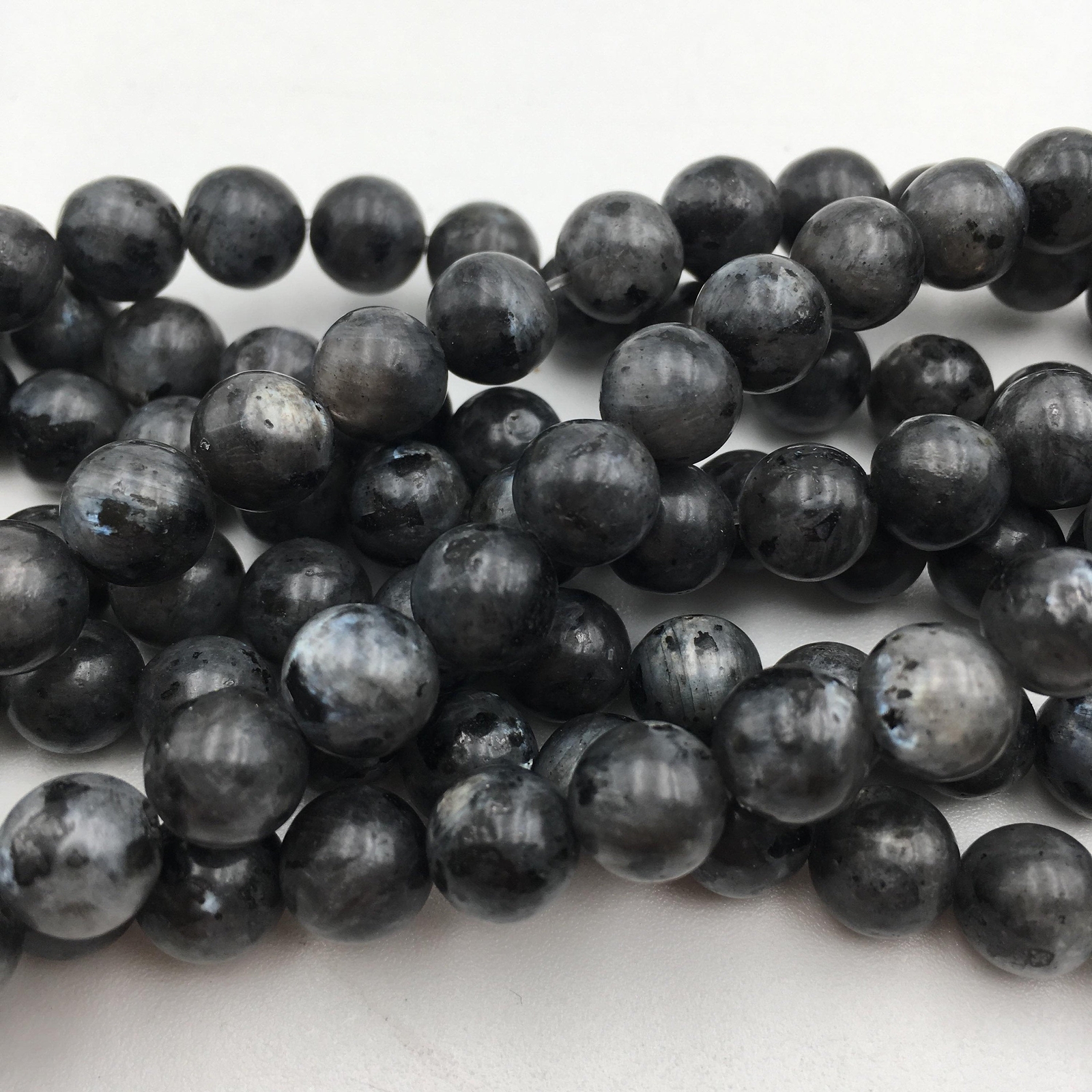Larvikite Labradorite Smooth Round Beads 6mm 8mm 10mm 15.5″ Strand