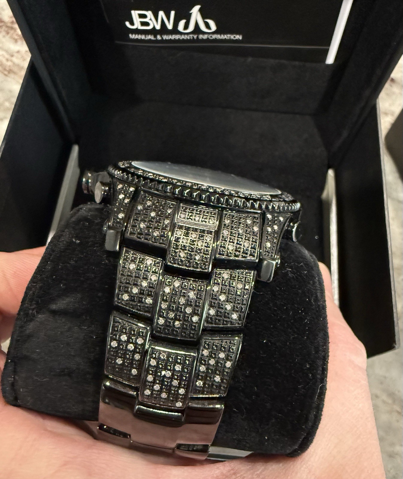 JBW Jet Setter 234 Diamond & Crystal 50mm Watch Black Multiple Time-Zone
