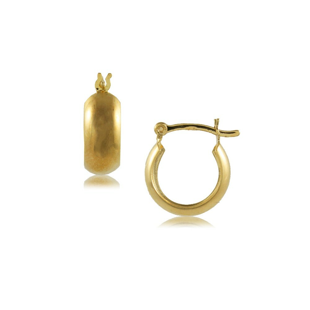 18K Gold Plated Round Hoop Earring diam 17.6mm/0.7in width 7.0mm/2.8in