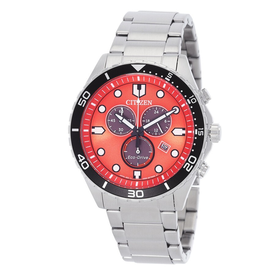 Citizen Men’s Chrono Sporty-Aqua Chronograph Orange Dial Watch – AT2560-84X NEW