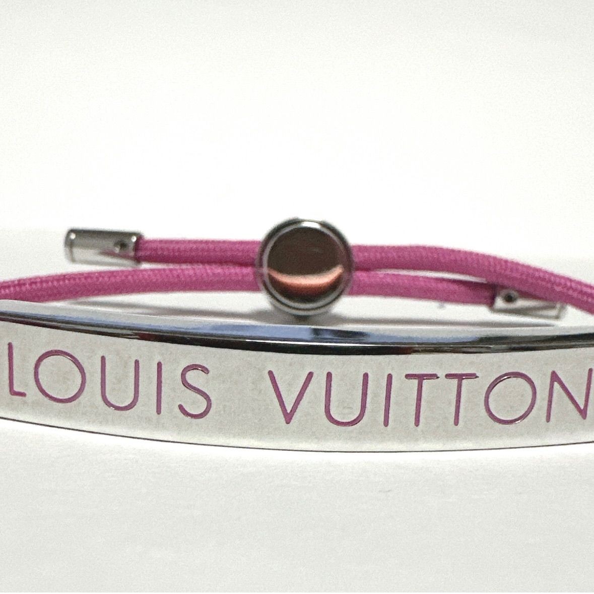 Louis Vuitton Authentic Bracelet LV Space Pink Metal Canvas M00282 DP0221 25.5cm