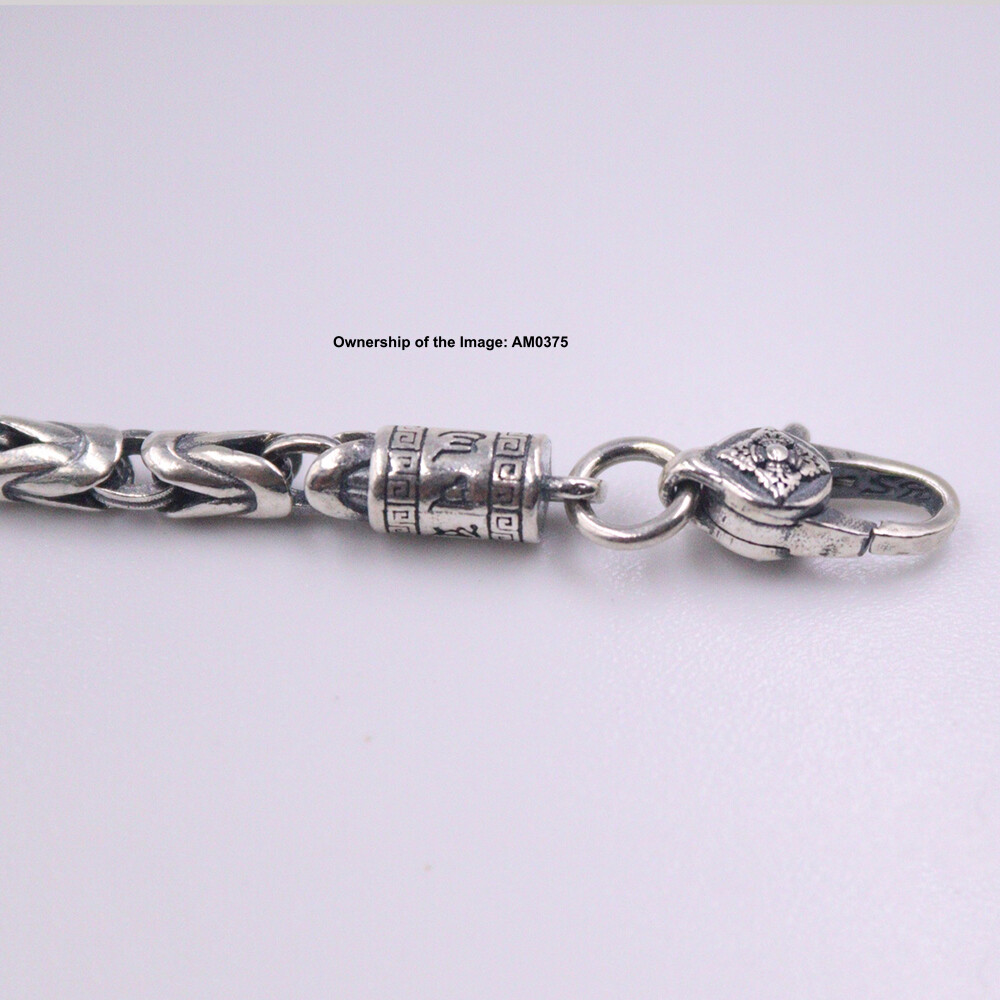Men’s Solid 925 Sterling Silver Bracelet 4mm Byzantine Link Chain 8.26inch