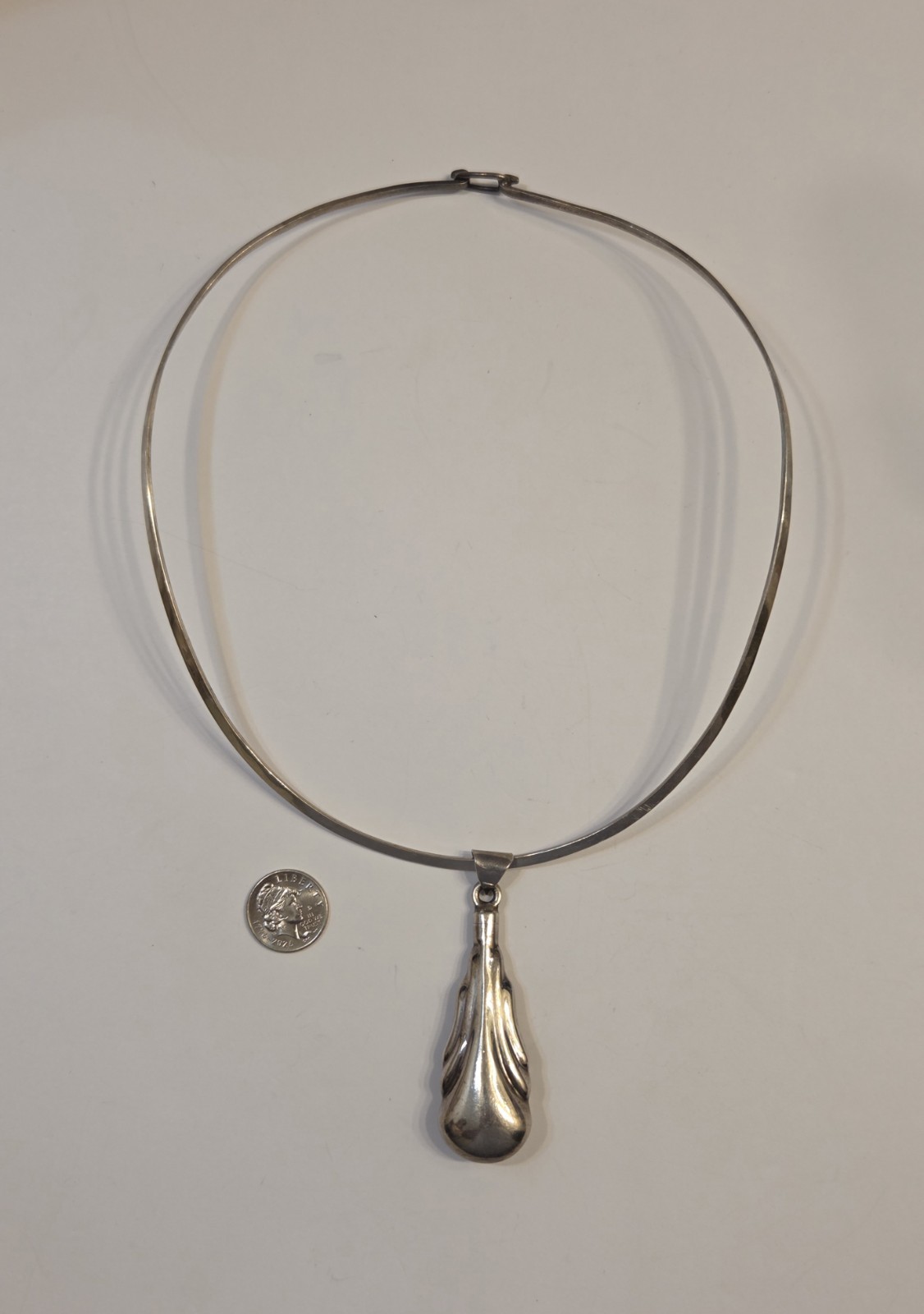 Heavy Victorian Sterling Silver Perfume Pendant On 18″ Collar Necklace