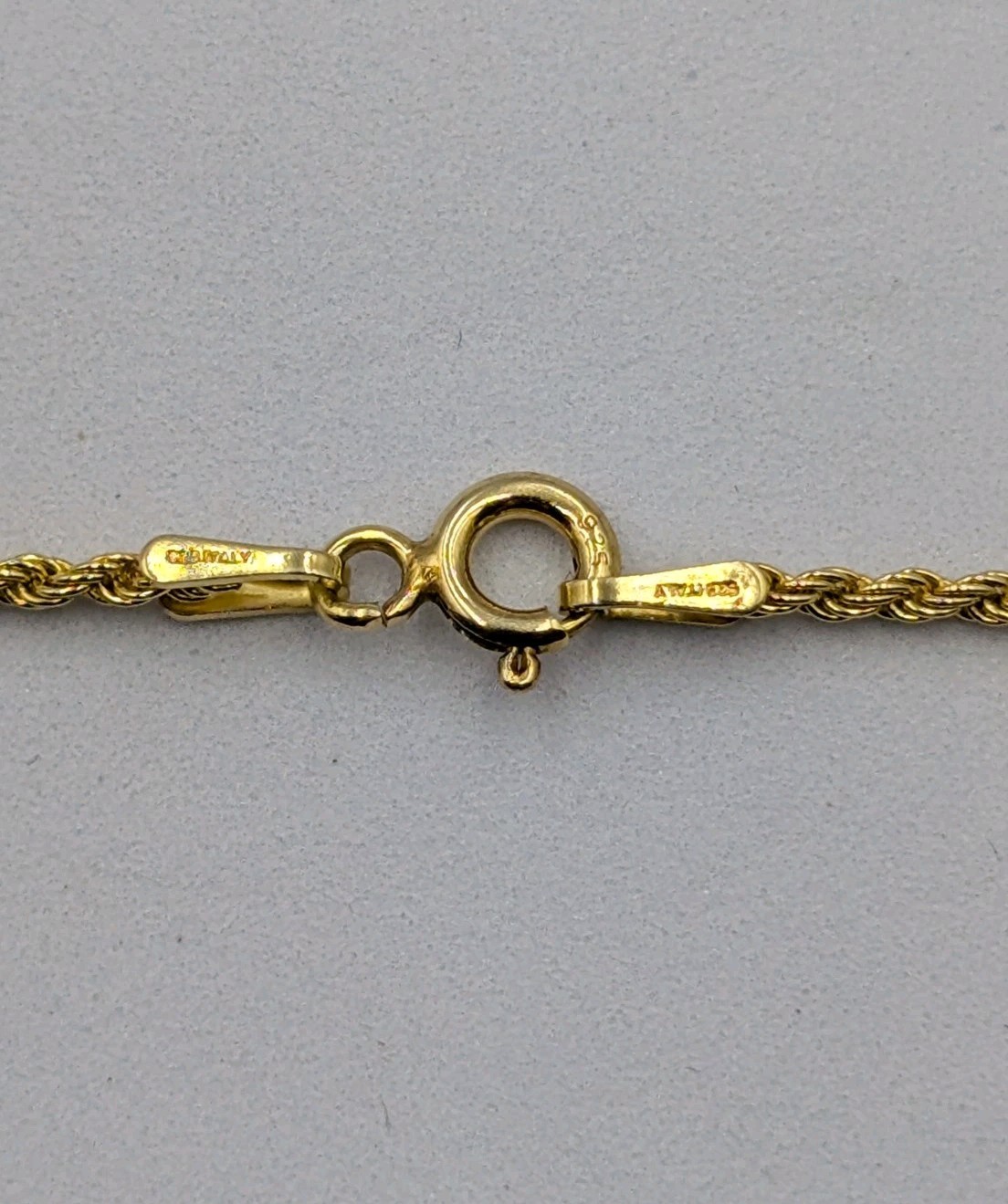 Danecraft Yellow Gold Plated Sterling Silver 1.5mm Rope Chain Necklace 18″ 3.2g