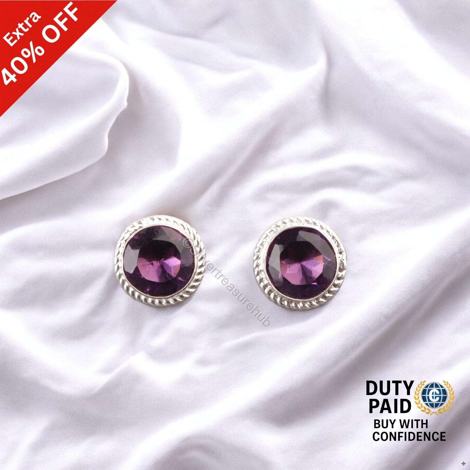 925 Sterling Silver Natural Amethyst Drop Dangle Art Deco Wife Earrings Jewelry