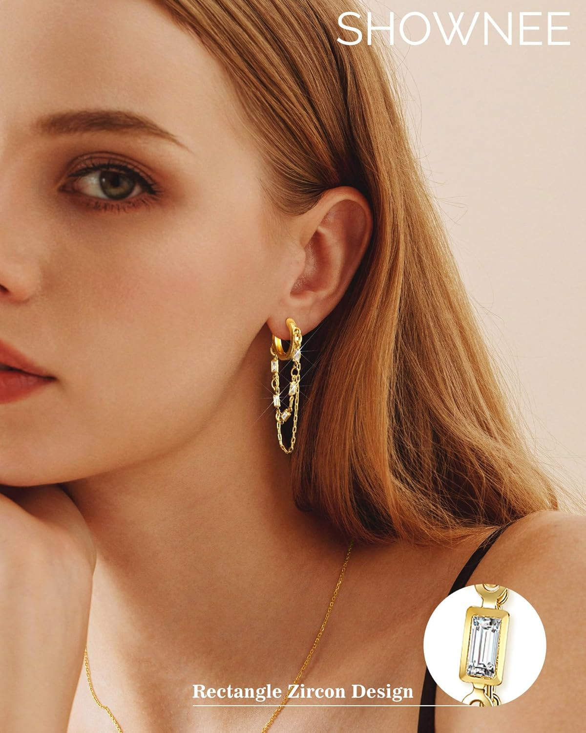 Tassel Chain Small Gold Hoop Dangle Earring for Women Huggie Earring Heart Star