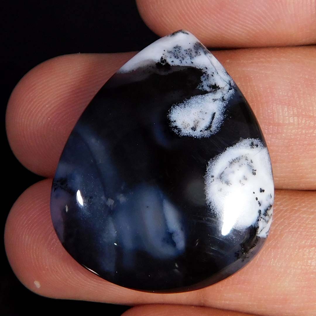 36.25Cts. Natural Gorgeous Dendritic Opal Pear Cabochon Reiki Healing Gemstone