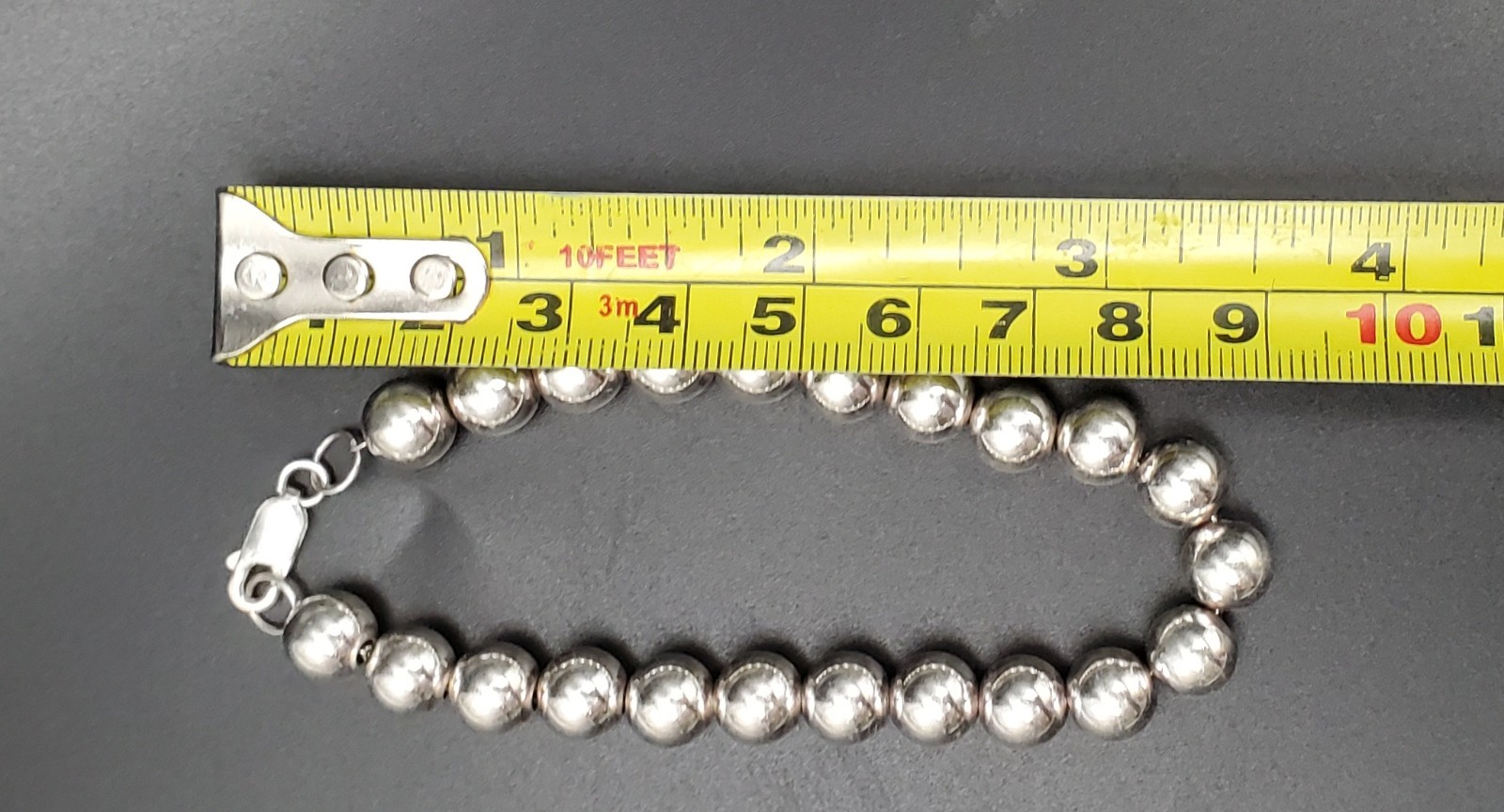 Sterling Silver Beaded Ball Necklace 17.25 Plus Matching Bracelet 7.5 inch long.