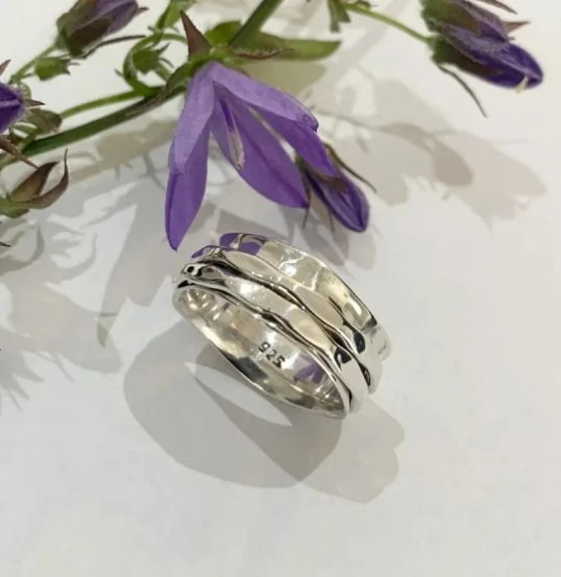 Solid 925 Sterling Silver Spinner Ring Handmade Ring Statement Ring All Size