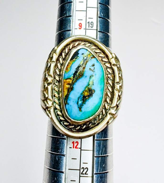 Navajo Sterling Silver Turquoise Ring Size 10.5 • LARGE 19×10.6mm Stone • 17.18g