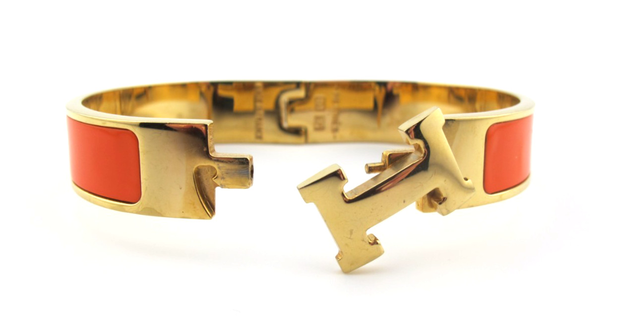 HERMES CLICK CLIC CLAC H BRACELET – Orange & Gold-CP Made In France Logo