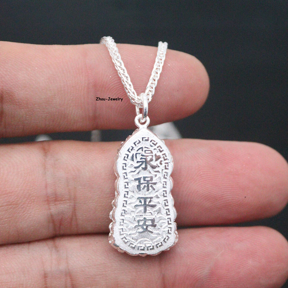 Pure S999 Sterling Silver Pendant Women Men Flame Guanyin Pendant 4-5g 30*14mm