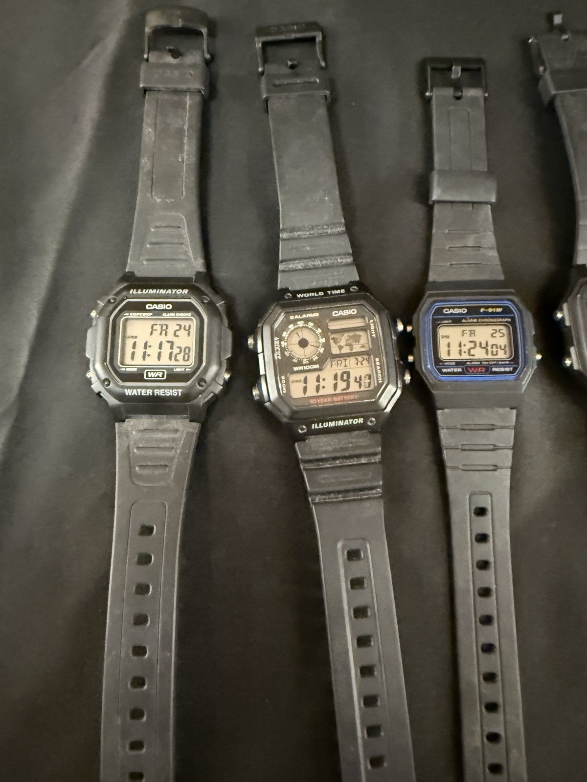 Casio Lot of 5 Unisex Digital Watches W-217H F-91W W-218H AE-1200WH F-108WH
