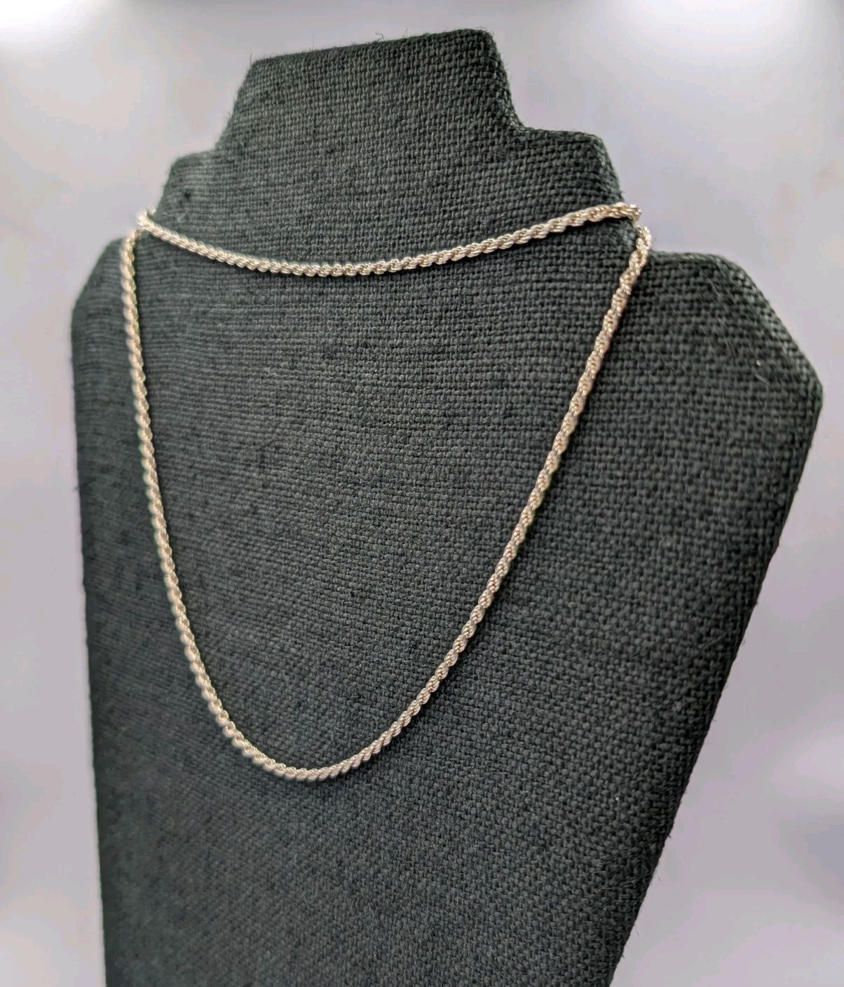 Vtg Italian 925 Sterling Silver Solid Rope Chain Necklace 30″ 2.2mm 14.7g Unisex