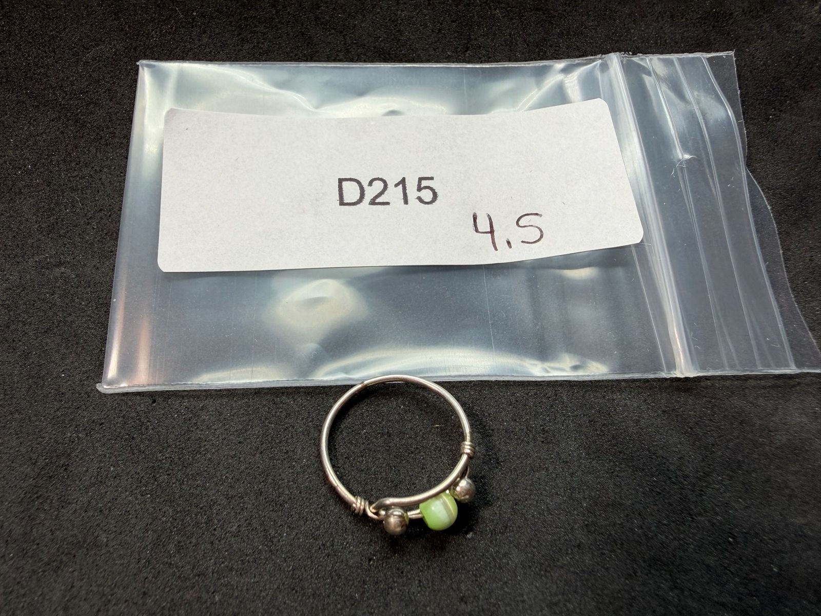 0.85g Vintage Sterling Silver 925 Ring Green Modernist Minimalist Size 4.5 M