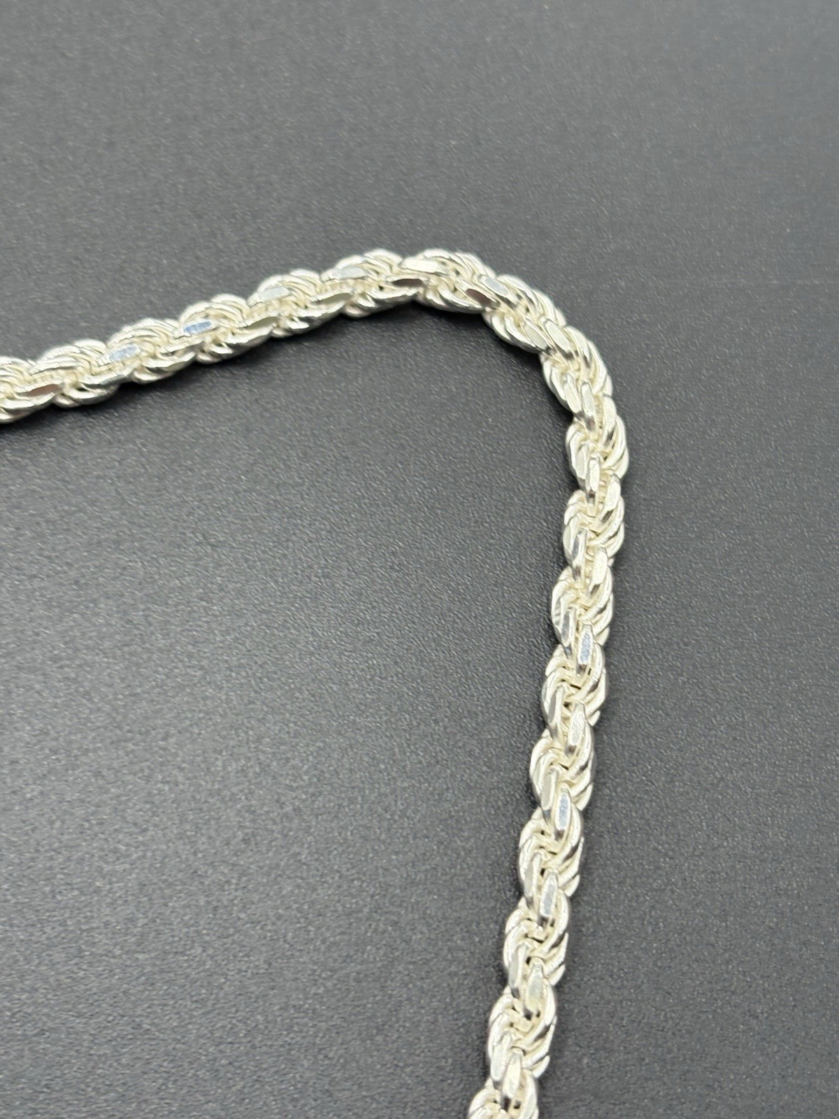 22″ New Condition Sterling Silver 5MM Rope Chain Necklace 42 Grams A27
