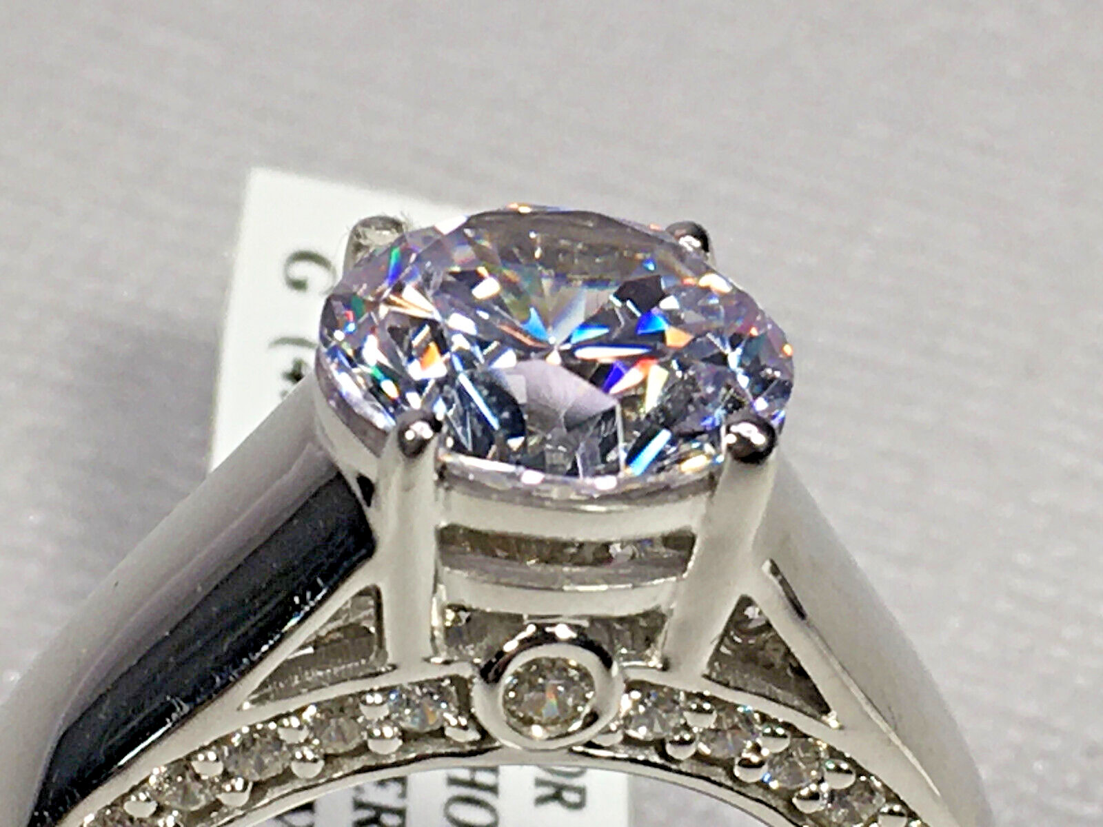 CHARLES WINSTON BELLA LUCE 7.83 CTW ZIRCONIA RHODIUM OVER STERLING RING SIZE 9