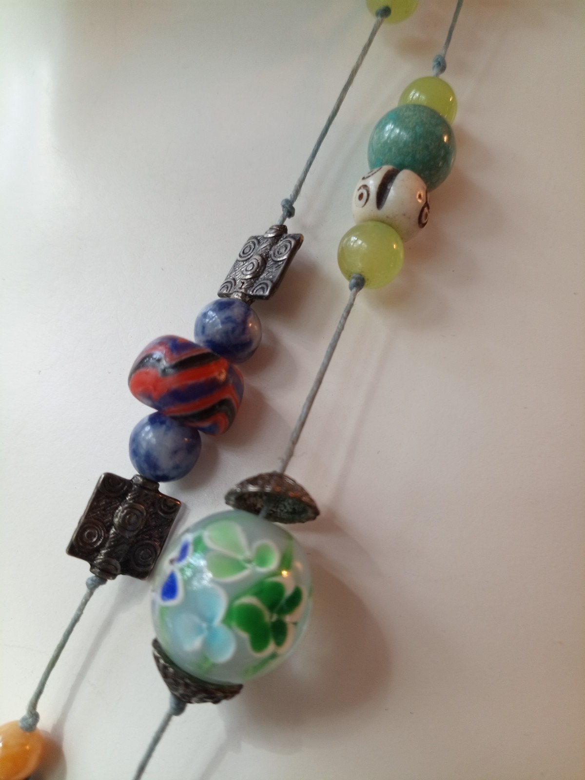 VNTG Artisan African Necklace with Various Beads&Gemstones. Read All Description