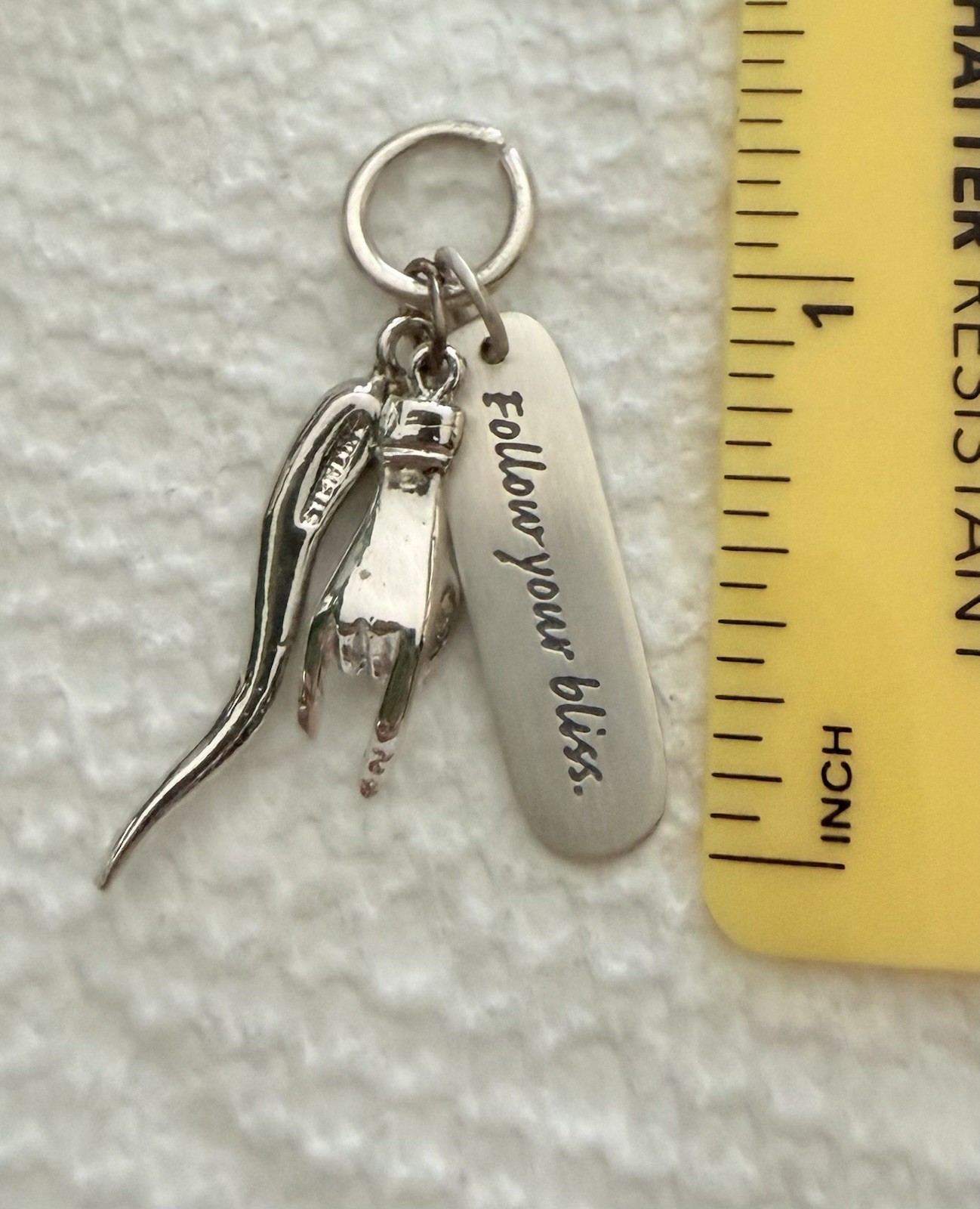 Vintage 3 Charm Sterling Silver 925 Italian Horn / Hand / Bliss Pendant