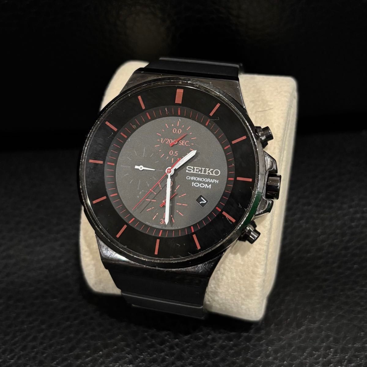 SEIKO SNDD61P1 Chronograph Reverse Import Black 100M Mens Watch
