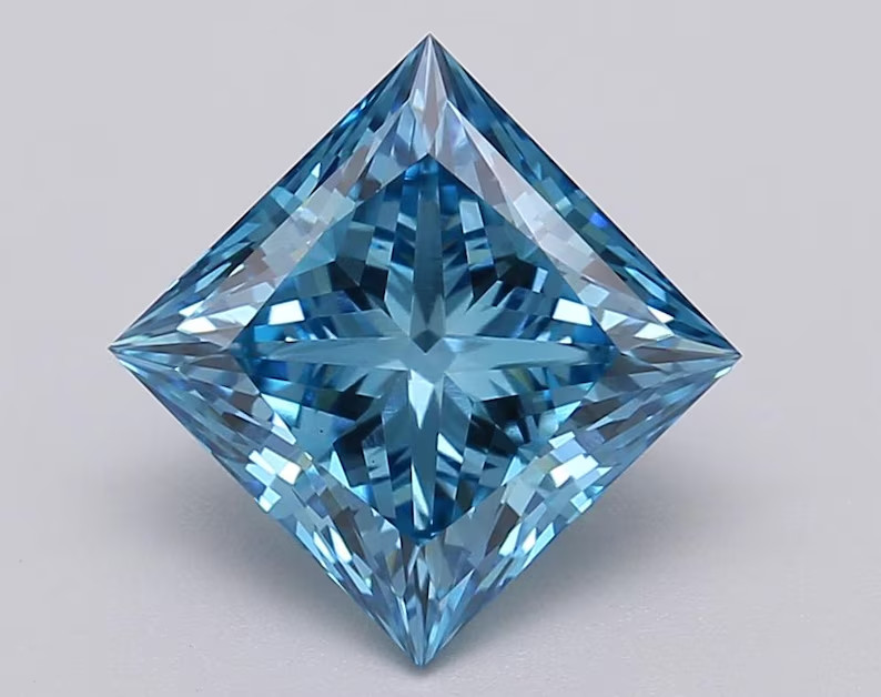 CERTIFIED 5.20 Ct Natural blue priencess Diamond LOOSE VVs/ 9.5 mm