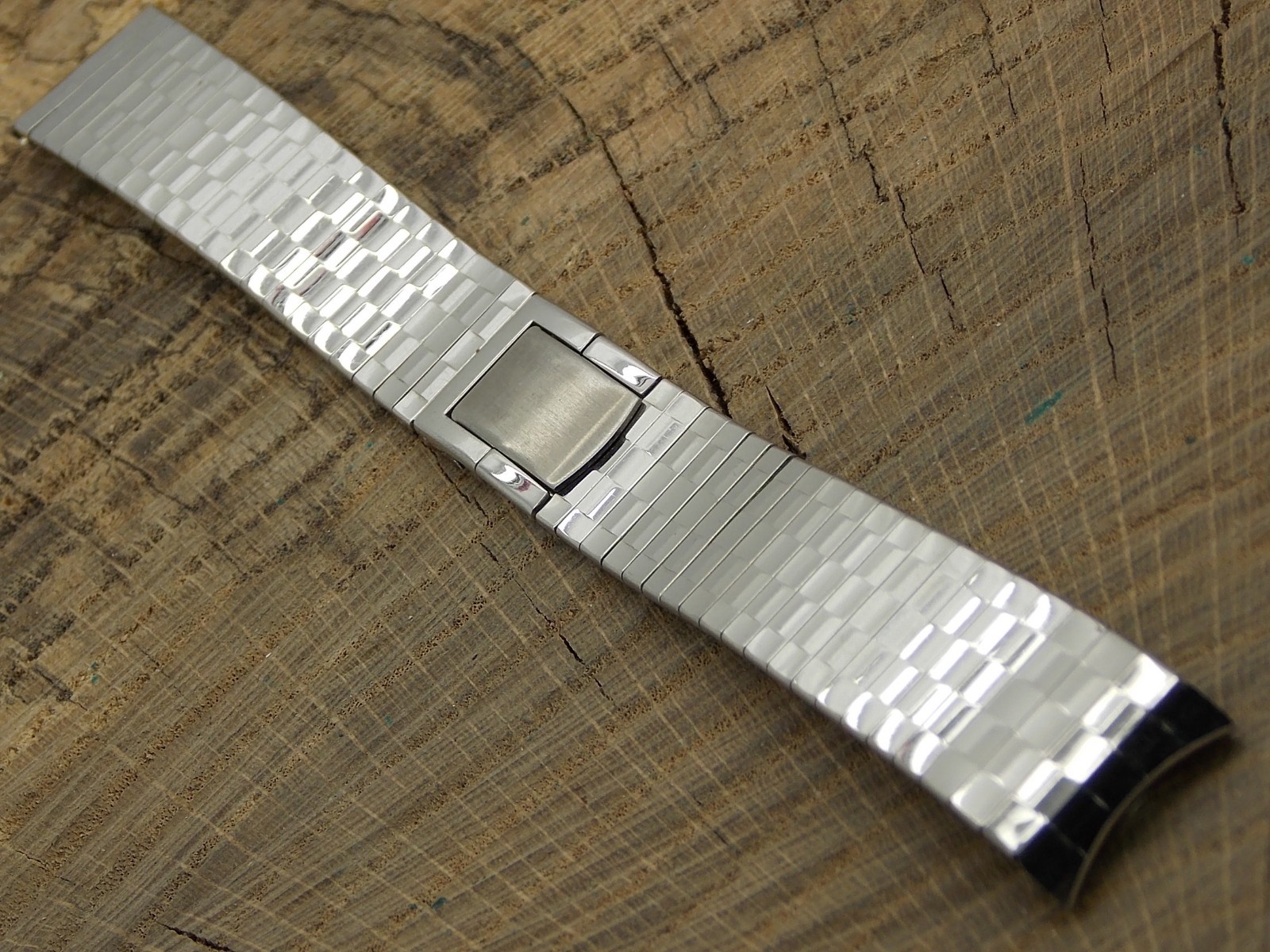 Vintage Stainless Steel Watch Band 18mm Stelux Butterfly Clasp Mens Unused NOS
