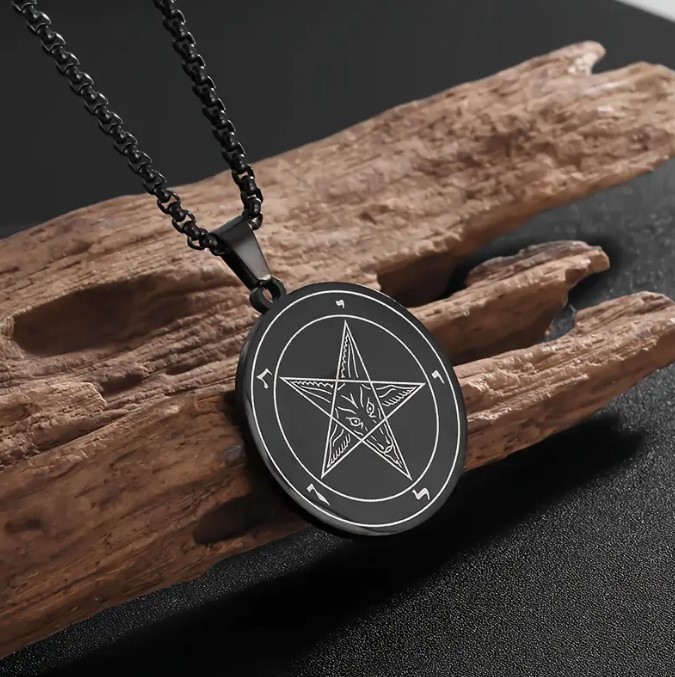Sigil of Baphomet Inverted Pentagram Pendant Necklace Satan Goat Devil Lucifer