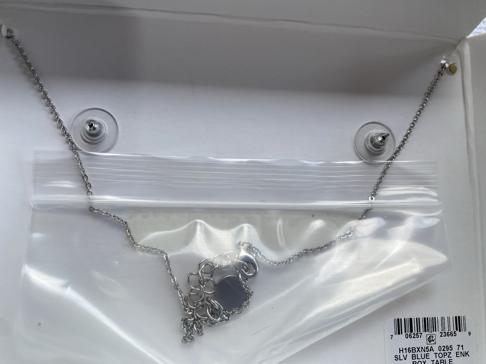 Charter Club Silver Chain with Blue Topaz and Clear Stone Necklace & Earring Set