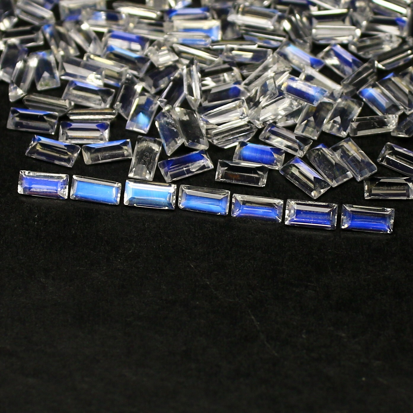 Natural Blue Fire Rainbow Moonstone Lot 4×2 MM Baguette Shape Faceted Gem Lot