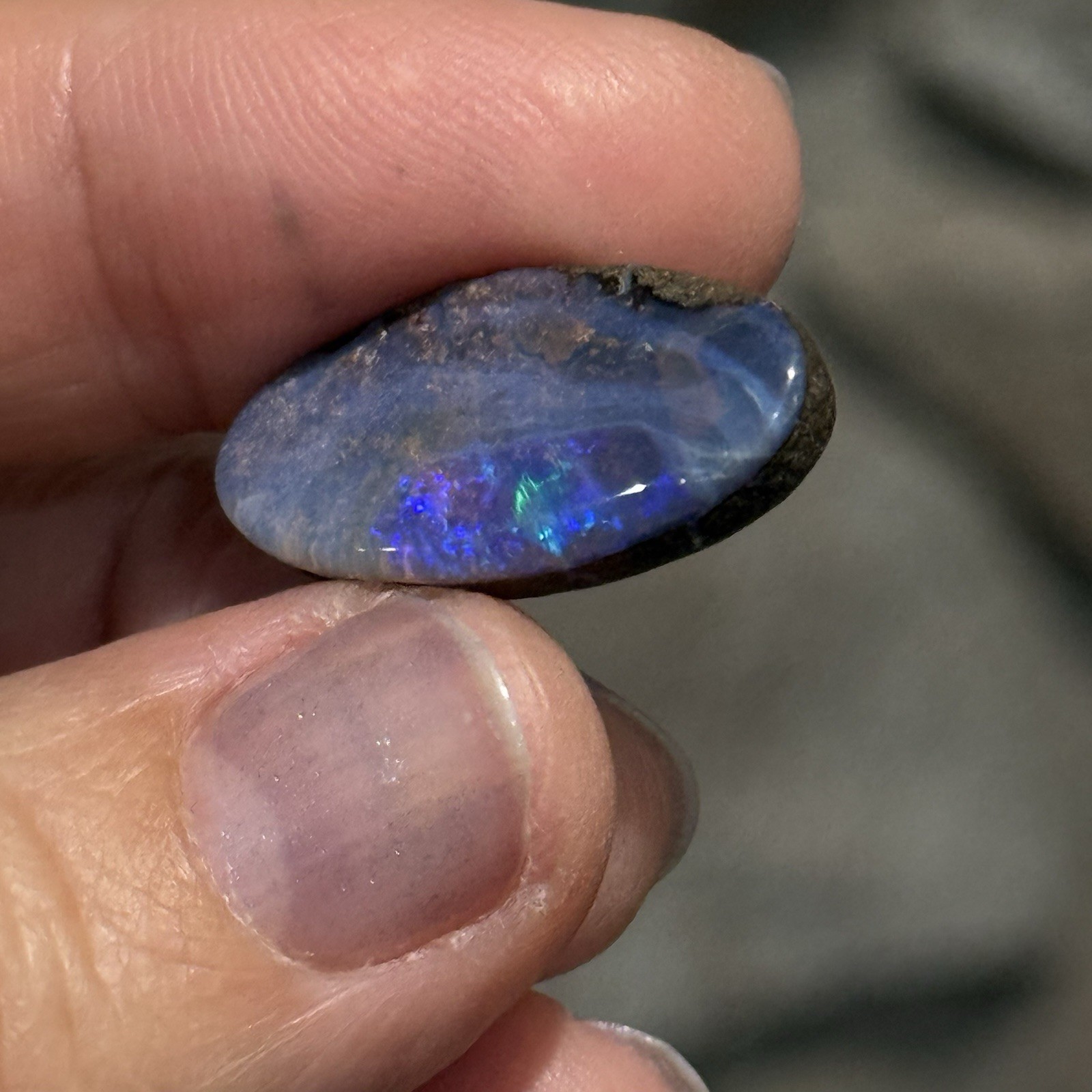 13.25ct 24x12x5mm Unique Blue Australian Boulder Opal Oval Cabochon Ring Gem