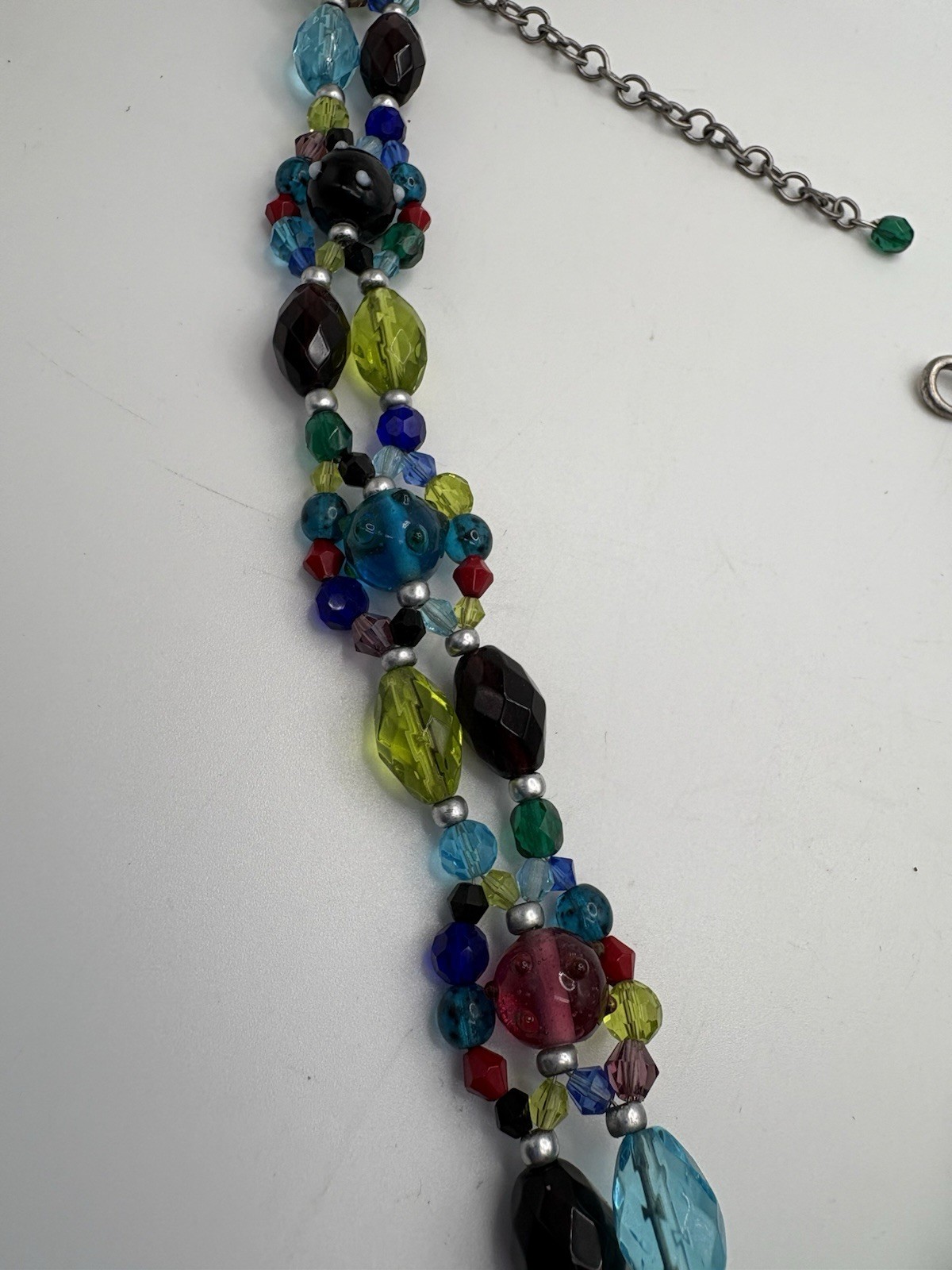Art Glass Bead Necklace Chicos Adjustable Length 16 – 20 Inches Faceted