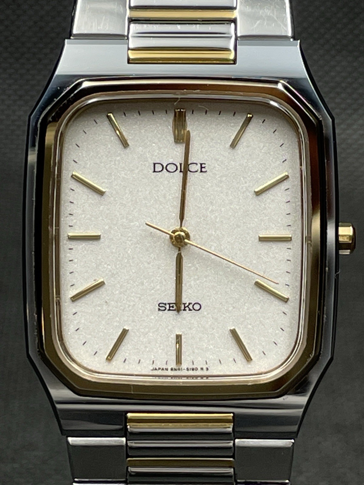 [Excellent] Vintage Seiko Dolce 8N41-5140 Silver Gold Quartz Men Watch JAPAN