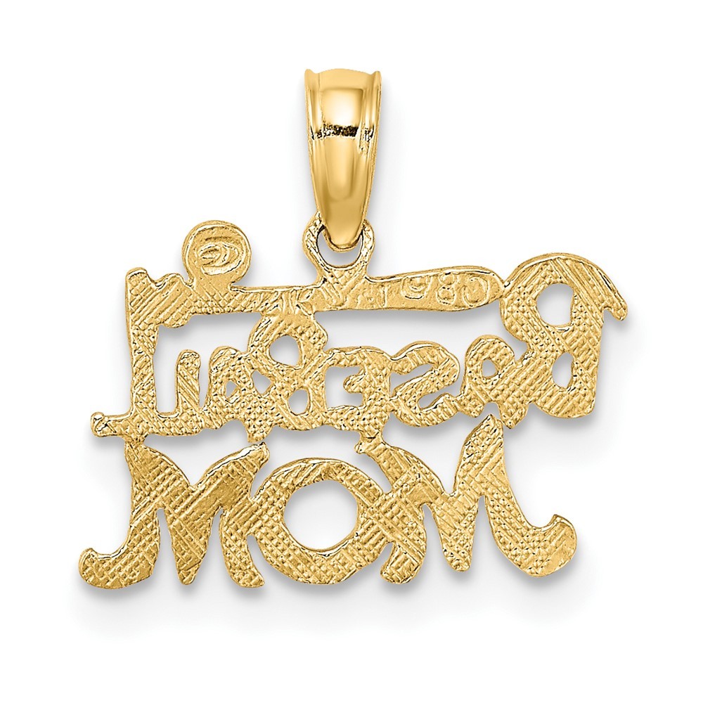 10K Yellow Gold BASEBALL MOM Charm Pendant L-10.9 mm, W-15.9 mm