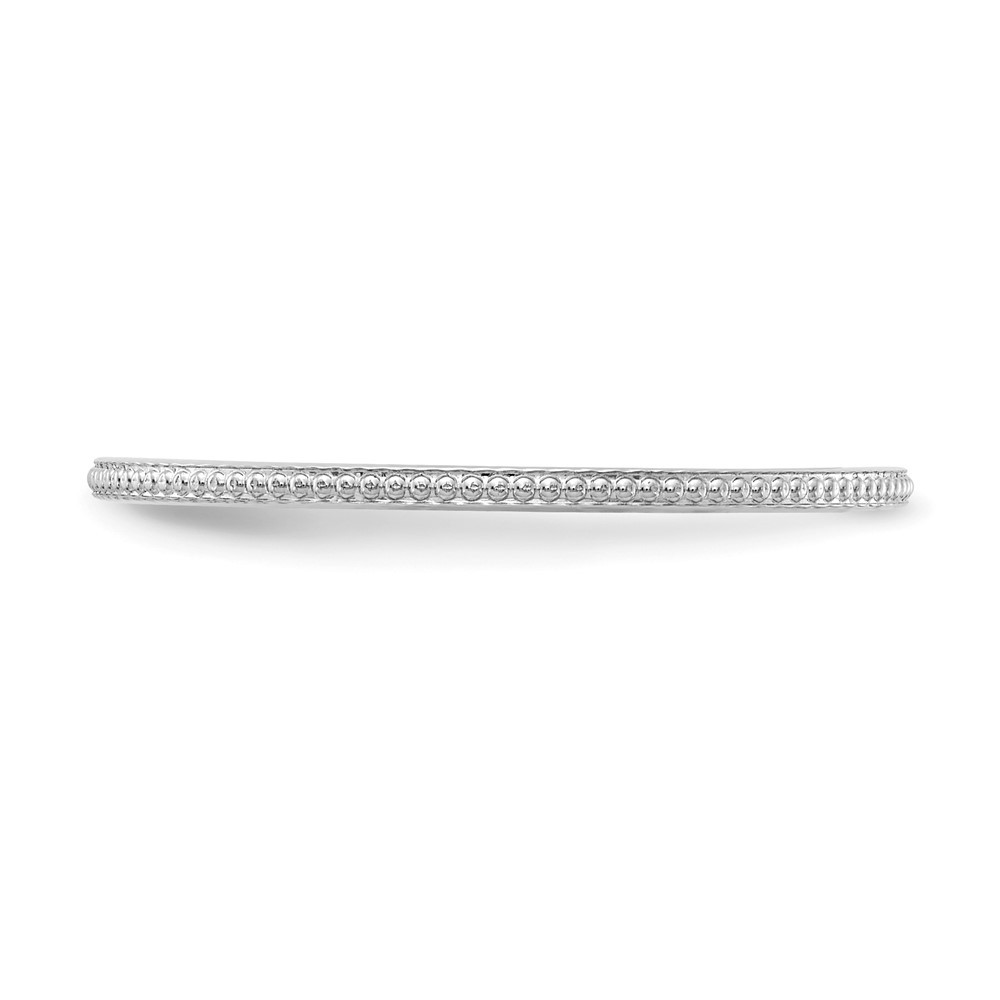 14K White Gold 1.2mm Beaded Stackable Wedding Band Ring Size 9.5