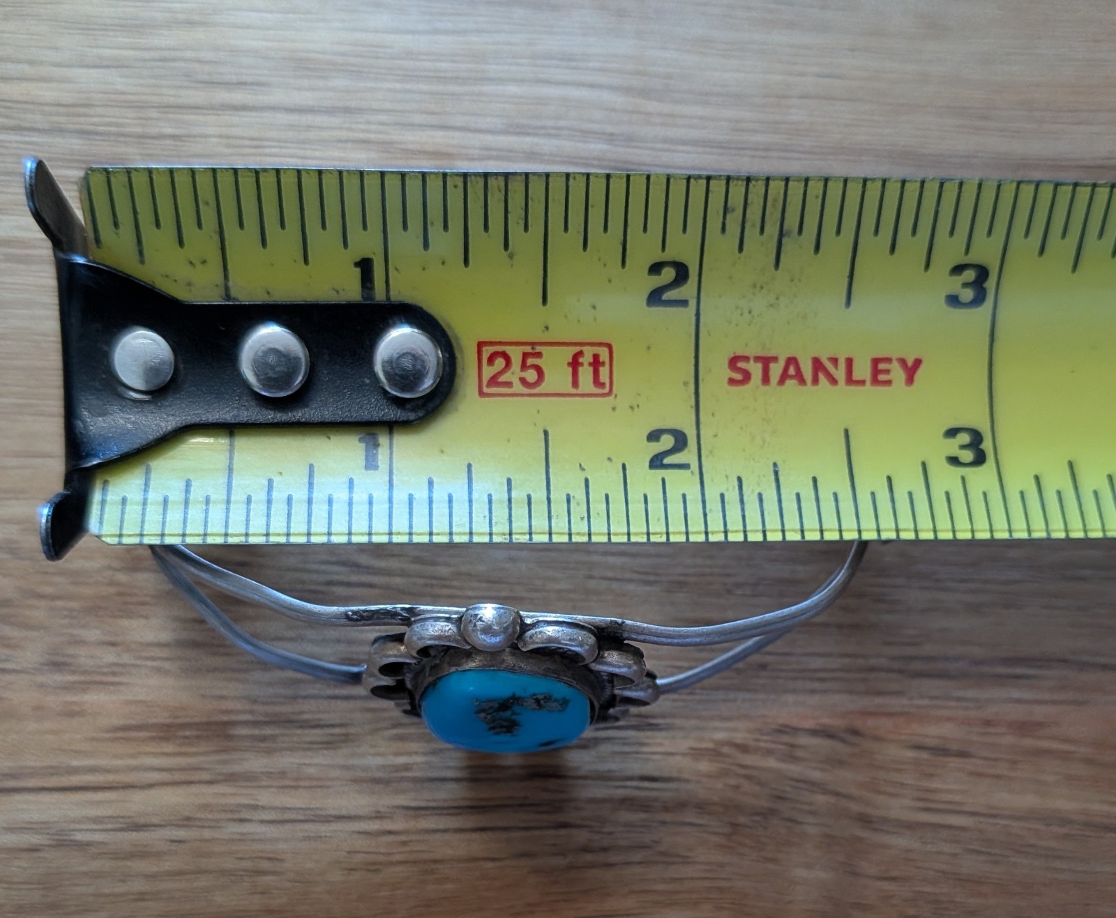 Unsigned Mid-century Navajo Split-Shank Bracelet with Natural Turquoise