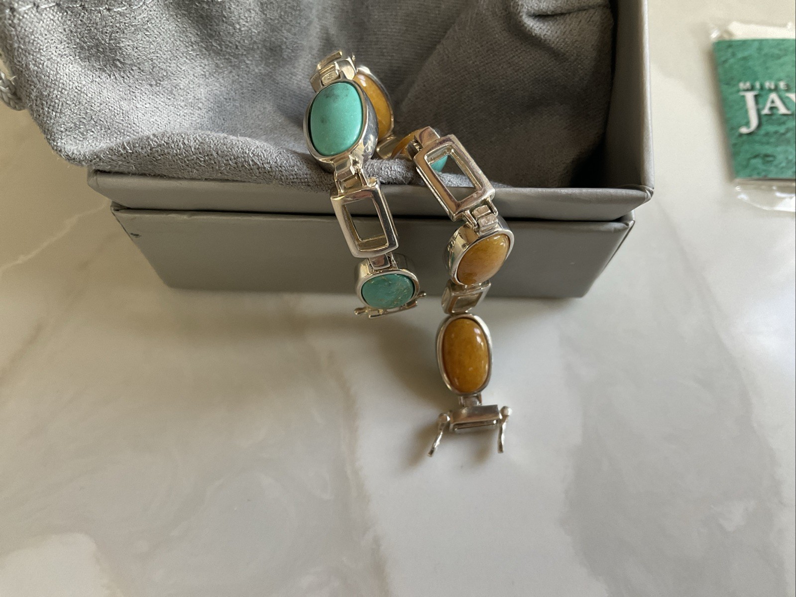 Jay King Reversible Turquoise & Amber Bracelet 22.0g