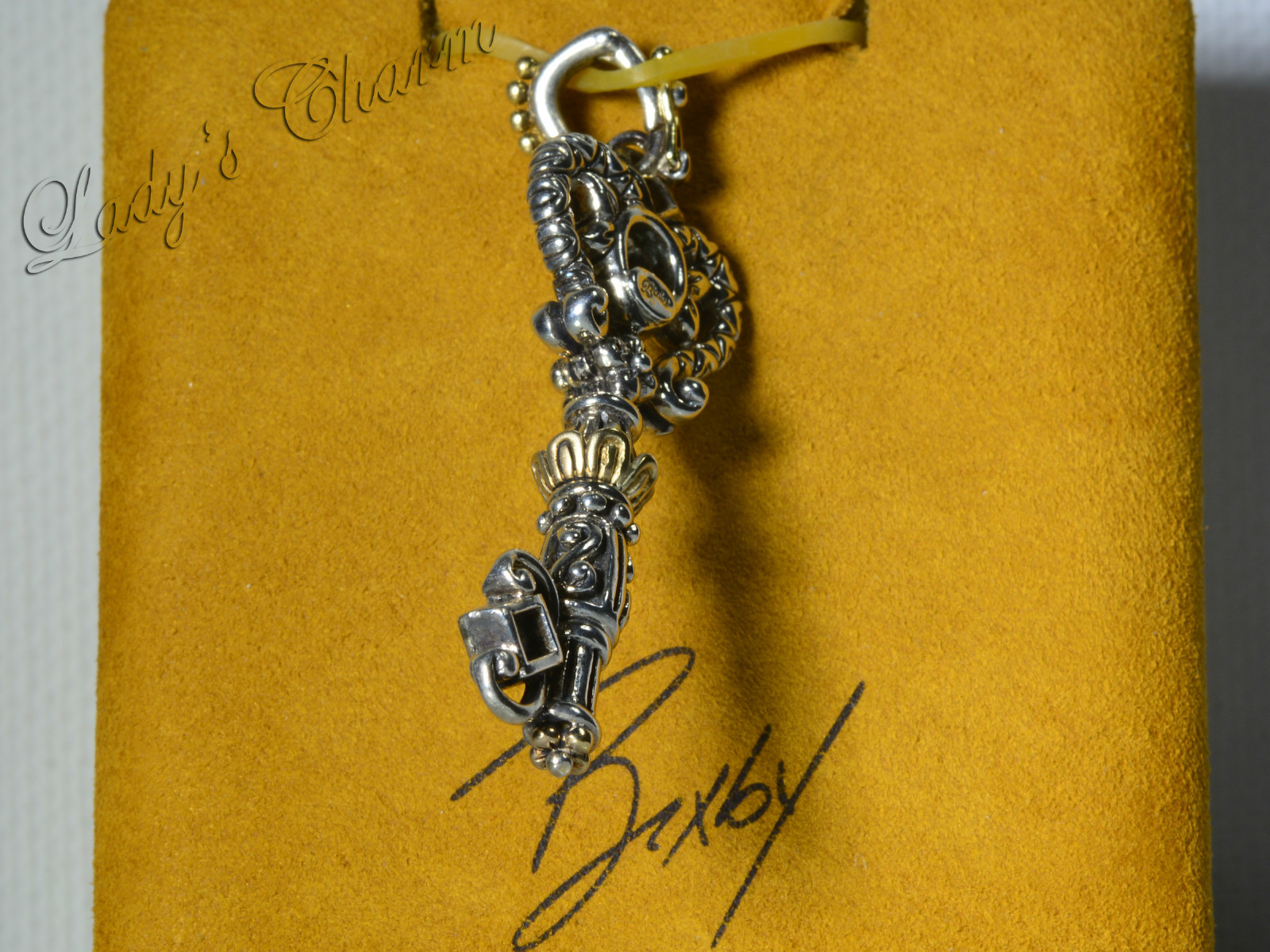 🦋HE Barbara Bixby Diamond Blue Topaz Iolite Harmony Key Pendant Sterling 18K