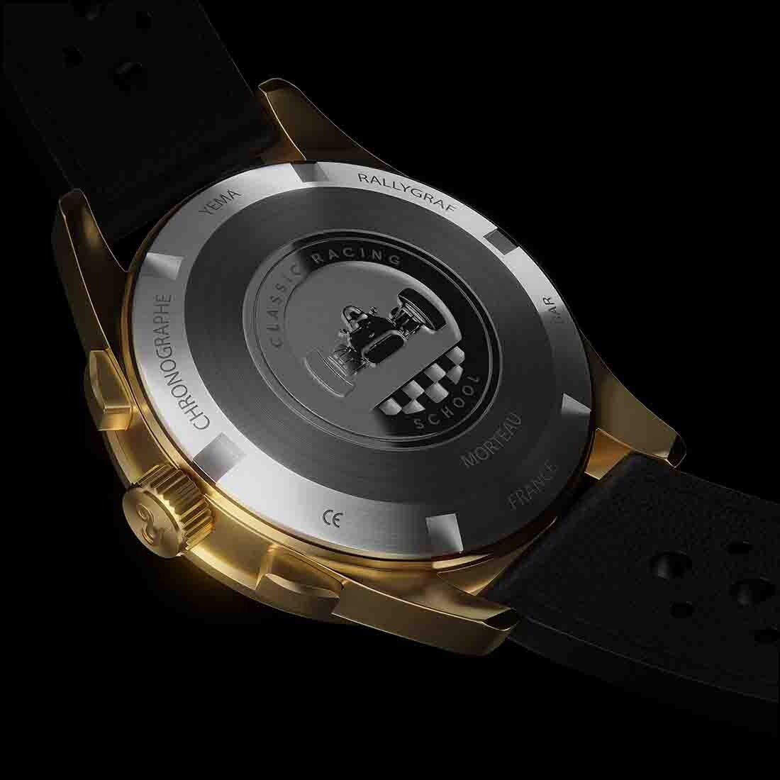 YEMA Rallygraf Gold Steel Hybrid Mechanical Black Quartz Men’s Date Watch