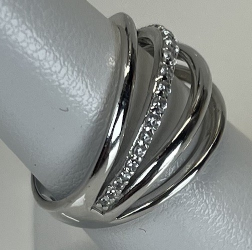 4 Band Split Band Ring 925 Sterling Silver With Cubic Zirconia Size 6.75
