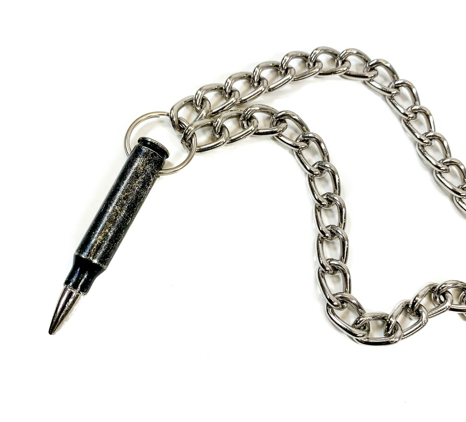 Rifle Bullet & Casing Necklace Chain Real .308 Black Bullet Nickel Tips Pendant