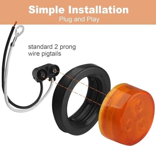 20Pcs 2″ Inch Round Led Marker Clearance Lights 4 LED, 10 Amber + 10 Red | 2