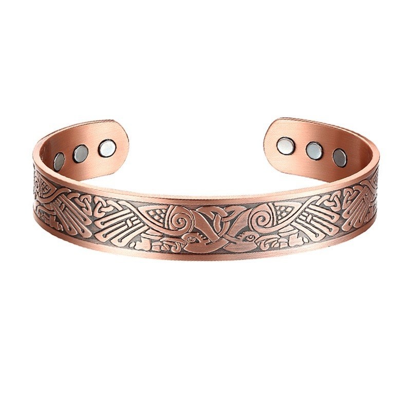 2 Pack Pure Copper Magnetic Bracelet Arthritis Pain Therapy Cuff Celtic Phoenix