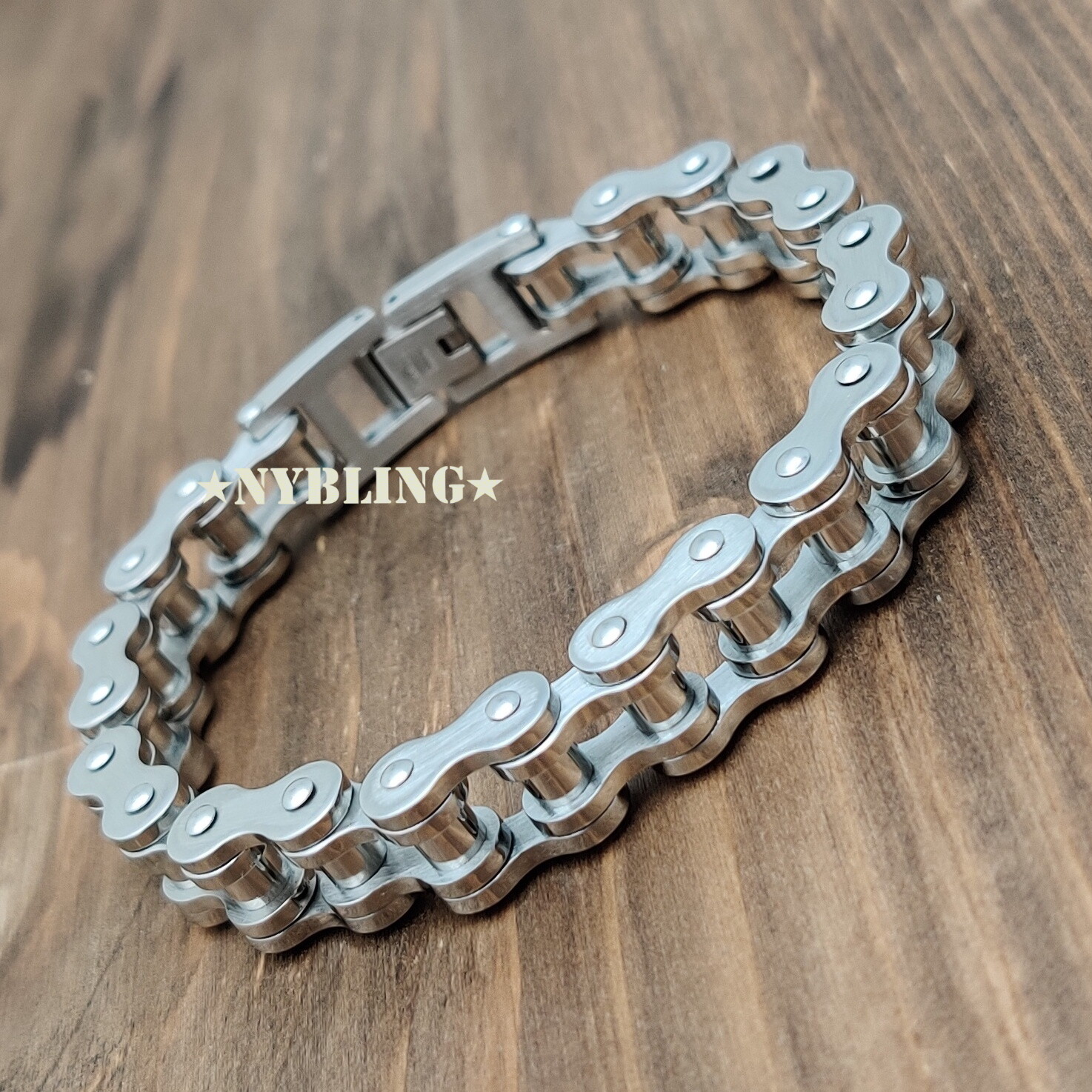 SOLID STAINLESS STEEL Motorcycle Bike Chain Design Bracelet Men’s Jewelry 13MM