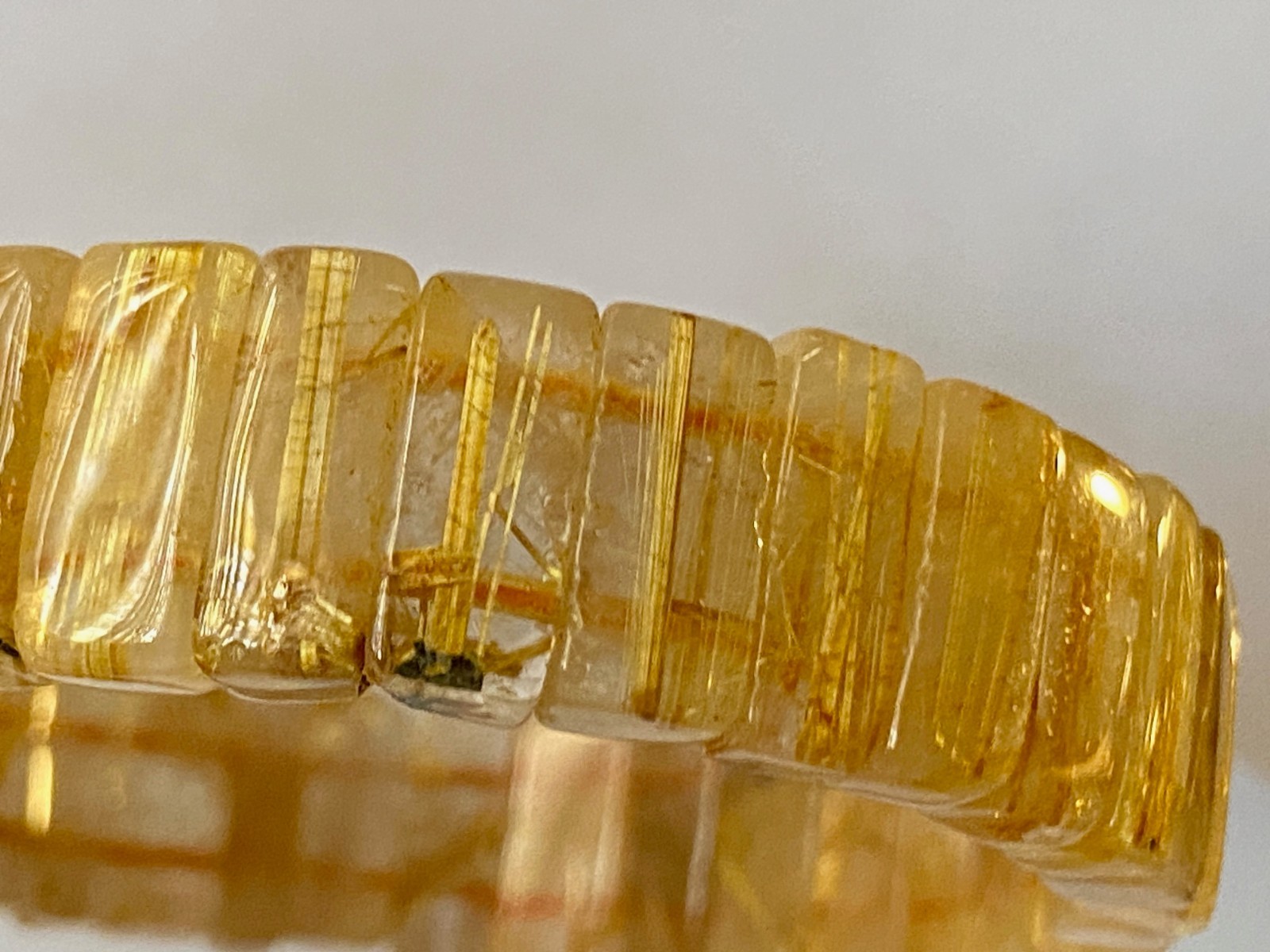 8.2″ Golden Rutilated Quartz Titanium Dioxide Inclusions Bracelet – I1414