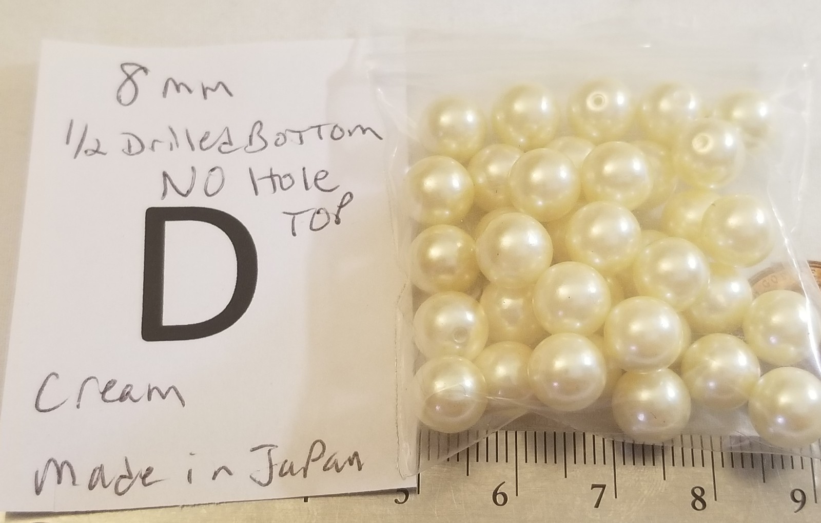 Vtg 8mm No Hole Pearl Bead ball Mix Cream White Color Jewelry Craft repair Lot